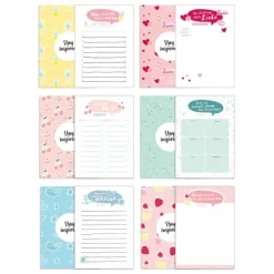 NOVA MD Hobby & Lifestyle-6 Blöcke inkl. To Do Liste, Notizblock, Wochenplaner bzw. Kalender, Einkaufsliste und Block für Liebesbotschaften. 50 Seiten pro Block mit farbenfroher Rückseite in DIN A6. Verpackt in passender Geschenkschachtel