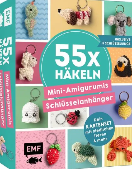 55 x häkeln - Mini-Amigurumis Schlüsselanhänger: Dein Kartenset mit niedlichen Tieren & mehr*Edition Michael Fischer Outlet