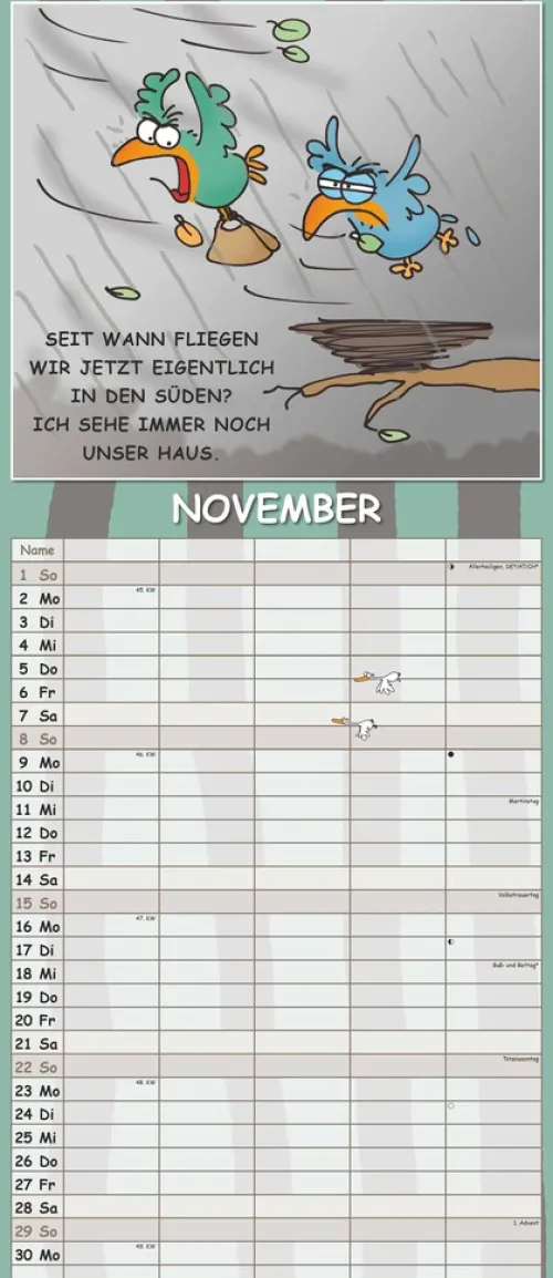 teNeues Calendars & Stationery GmbH & Co. KG Terminkalender*Alpha Edition - Lach mal wieder... Familienplaner 2026 - 19,5×45 cm mit 5 Spalten & lustigen Cartoons, mehrsprachiger Familienkalender/Wandkalender für Termine in Haushalt, Schule & Freizeit
