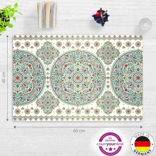 Cover-your-desk Schreibtischunterlagen-Schreibtischunterlage für Kinder und Erwachsene Orientalisches Muster, aus hochwertigem Vinyl, 60 x 40 cm