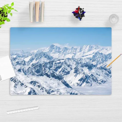 Cover-your-desk Schreibtischunterlagen*Schreibtischunterlage für Kinder Gebirgspanorama im Winter, aus hochwertigem Vinyl , 60 x 40 cm