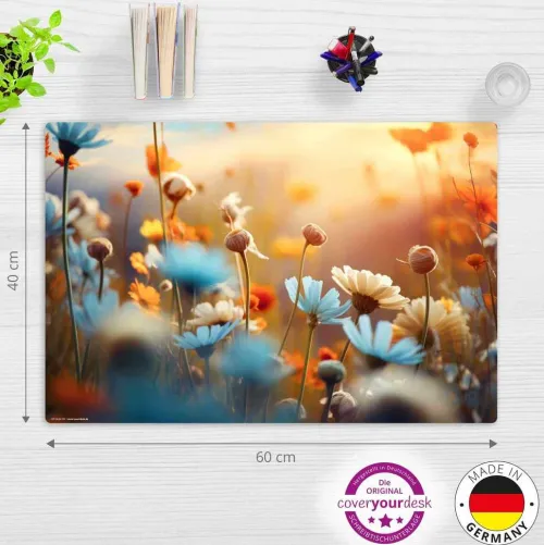 Cover-your-desk Schreibtischunterlagen*Schreibtischunterlage für Kinder und Erwachsene Wildblumen im Abendlicht, aus hochwertigem Vinyl, 60 x 40 cm