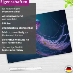 Cover-your-desk Schreibtischunterlagen*Schreibtischunterlage für Kinder Leuchtende Qualle, aus hochwertigem Vinyl, 60 x 40 cm