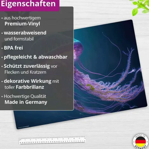 Cover-your-desk Schreibtischunterlagen*Schreibtischunterlage für Kinder Leuchtende Qualle, aus hochwertigem Vinyl, 60 x 40 cm