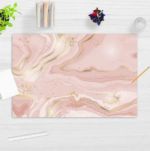 Schreibtischunterlage für Kinder rosafarbener Marmor mit Goldadern, aus hochwertigem Vinyl , 60 x 40 cm*Cover-your-desk Clearance
