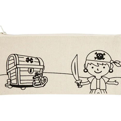 Creativ Company Federtaschen-Mäppchen, Piraten, Größe 21x9 cm, 245 g, Hellnatur, 1 Stk