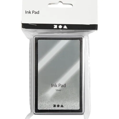 Creativ Company Stempel & -Kissen-Stempelkissen, H 2 cm, Größe 9x6 cm, Silber, 1 Stk
