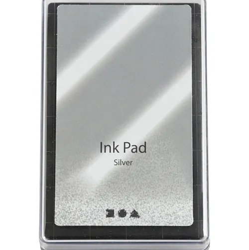Creativ Company Stempel & -Kissen-Stempelkissen, H 2 cm, Größe 9x6 cm, Silber, 1 Stk