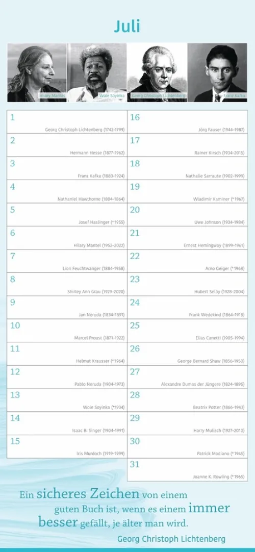 edition momente Geburtstagskalender*Der literarische Geburtstagskalender - Mit Geburtstagskindern und Zitaten