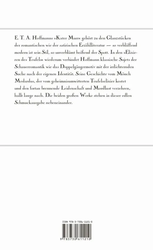 Anaconda Verlag Klassische Horrorgeschichten*Die Elixiere des Teufels. Lebensansichten des Katers Murr