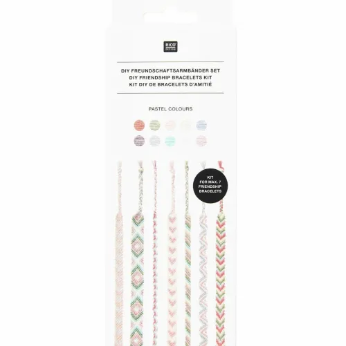 DIY Freundschaftsarmbänder Set, Pastel Colours,10 x 8 m Stickgarn in 10 verschiedenen Farben, 100 % Baumwolle, Neon 100% Polyester*Rico Design GmbH & Co.KG Sale