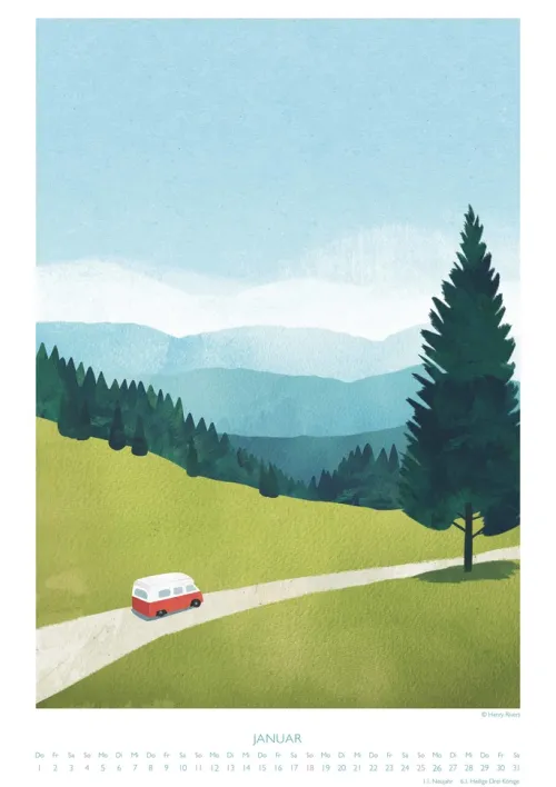 DUMONT - Rivers: Feeling Nature 2026 - Wandkalender 30x42 cm - Outdoor-Illustrationen von Henry Rivers, dekorative Poster im minimalistischen Design*DuMont Kalenderverlag Discount