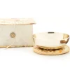 Flache Klangschale in Box mit cremefarbigem Stoffbezug*Klangschalen-Center Discount