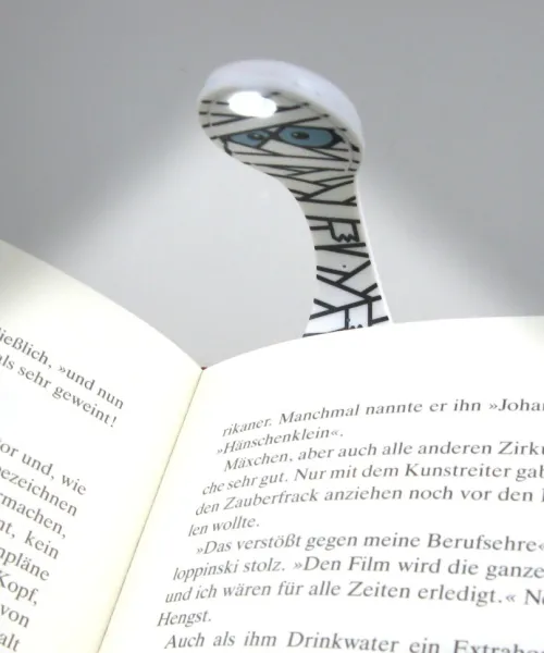Bookchair Vertrieb Lesen & Geschichten*Flexilight Leselicht (Mumie) | 2 in 1 Leselampe & Lesezeichen | Geschenk für Leser, Buchliebhaber | Deutsche Ausgabe