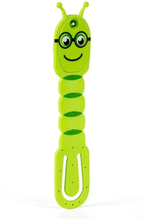 Bookchair Vertrieb Lesen & Geschichten-Flexilight Pals Leselicht (Bookworm) | grün | 2 in 1 Leselampe & Lesezeichen | LED Leselicht | Geschenk für Leser, Buchliebhaber | Deutsche Ausgabe