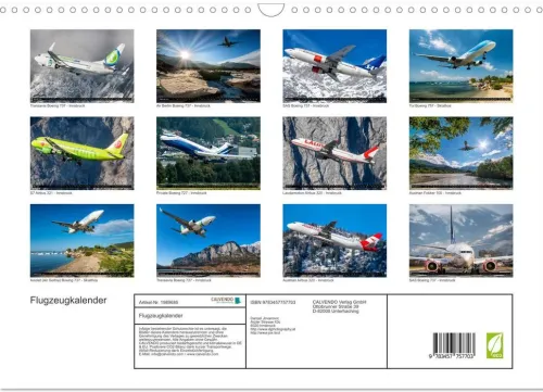 Flugzeugkalender (Wandkalender 2026 DIN A3 quer), Monatskalender*Calvendo Outlet