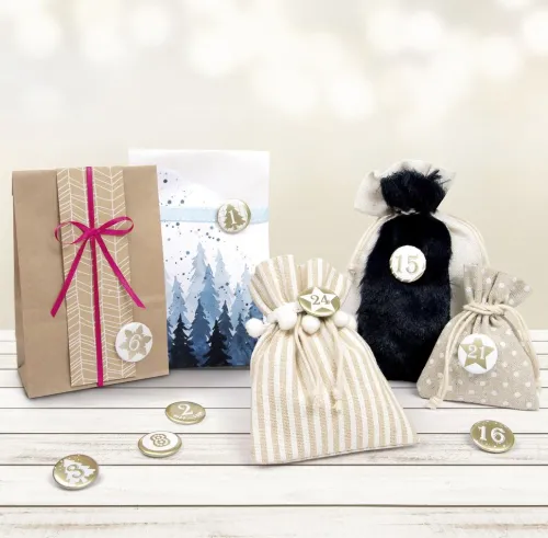 Folia Hobby & Lifestyle-Adventskalender Buttons PERLMUTT 24er Set