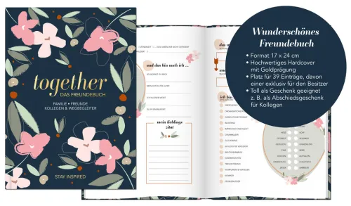 NOVA MD Freundebücher|Nach Zielgruppen-Freundebuch für Erwachsene | Album zum Ausfüllen für Freunde und Kollegen mit edler Goldprägung | Freundschaftsbuch, Poesiealbum, Erinnerungsalbum als Geschenk