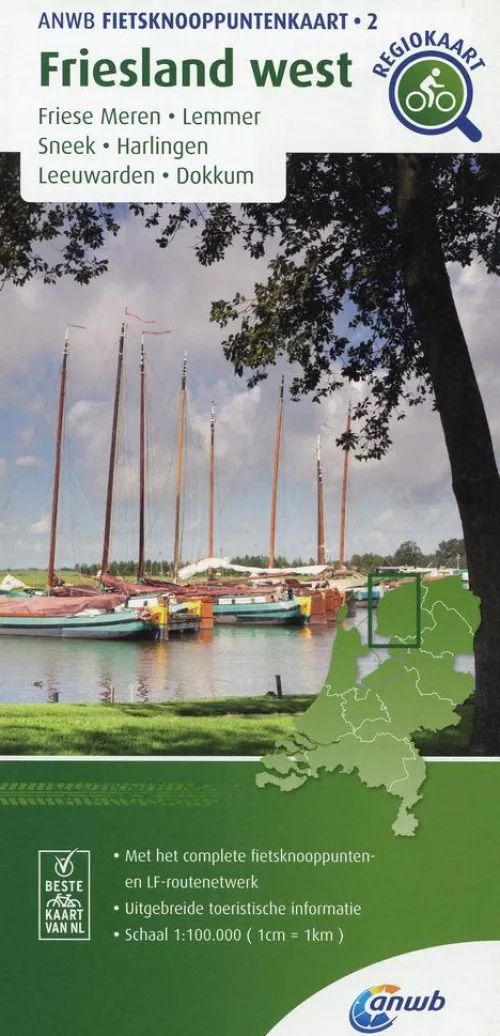 Friesland west (Friese Meren / Lemmer / Sneek / Harlingen / Leeuwarden / Dokkum) 1 : 100 000*ANWB Media Inside Sales Online