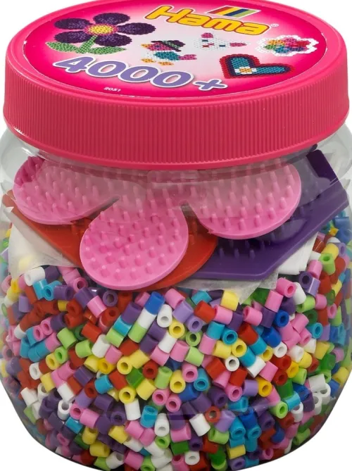 Hama Perlen Basteln & Kreatives*Hama - Dose mit 4000 Bügelperlen und drei Stiftplatten