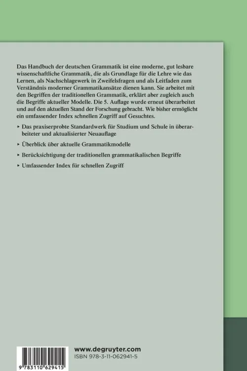 Walter de Gruyter Sprachwissenschaften*Handbuch der Deutschen Grammatik