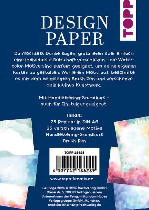 Handlettering Design Paper World of Watercolor A6 mit Brush Pen*frechverlag GmbH Online