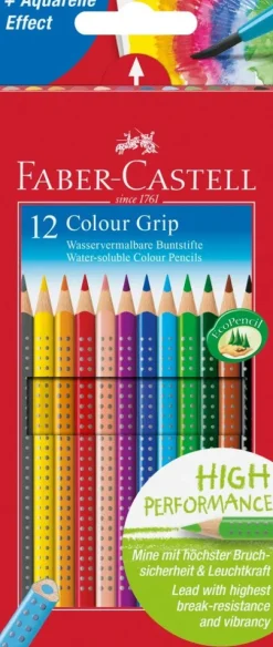 Faber Castell Buntstifte*Holzfarbstifte Dünngrip, 12 Stück in Plastikrolle