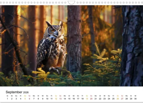 Im Reich der Eulen (Wandkalender 2026 DIN A3 quer), Monatskalender*Calvendo Discount