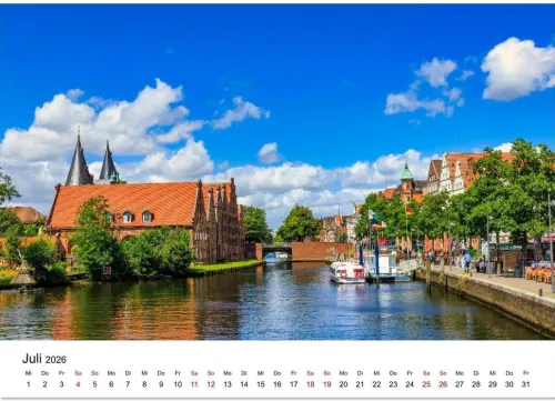 Calvendo Wandkalender-Lübeck - Im Licht der Zeit (Wandkalender 2026 DIN A3 quer), Monatskalender