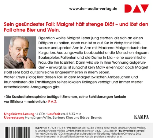 Der Audio Verlag GmbH Krimis & Thriller·Thriller|Krimis & Thriller·Krimi Klassiker*Maigret in Kur