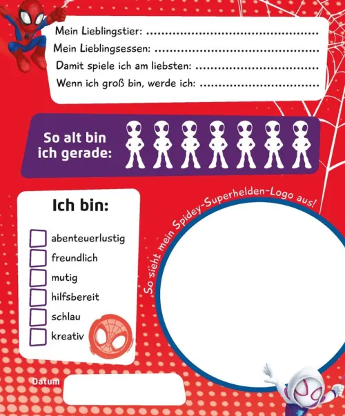 Nelson Verlag Freundebücher*MARVEL Spidey und seine Super-Freunde: Mein Kindergarten Freundebuch