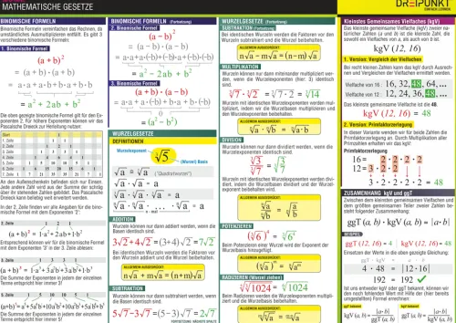Dreipunkt Verlag Mathematik-Mathematische Gesetze. Info-Tafel