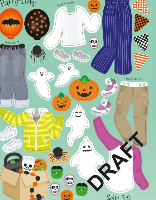Usborne Verlag Stickerhefte-Mein Anziehpuppen-Stickerbuch: Halloween