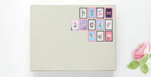Rico Design GmbH & Co.KG Hobby & Lifestyle-Mini Sticker La vie en Rose, Briefmarken FSC MIX, 120 Stk