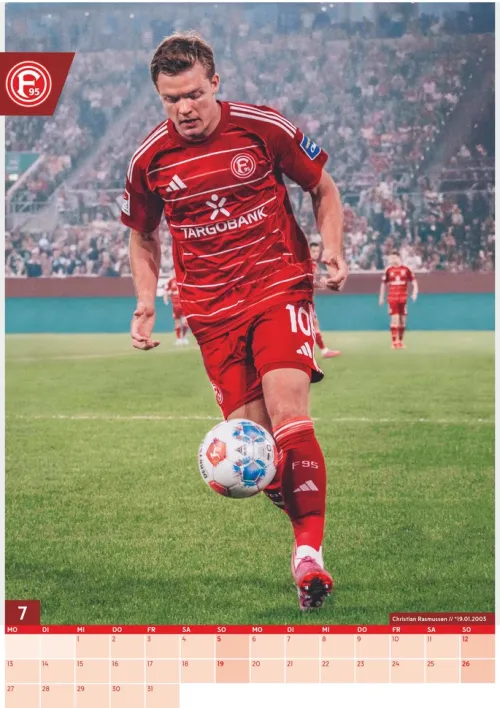 Neumann Verlage GmbH & Co Wandkalender*N Neumann - Fortuna Düsseldorf 2026 - Wandkalender A3 (30x42 cm) mit 12 Monatsblättern, deutschem Kalendarium & Spiralbindung, Fußball-Fankalender mit Spielerfotografien in Rot-Weiß