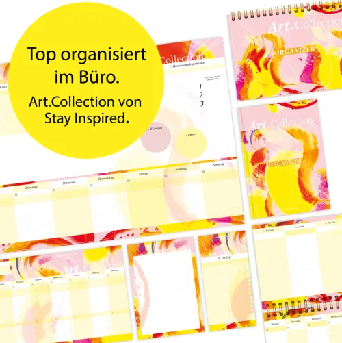 NOVA MD Wochenkalender|Immerwährender Kalender-Notizblock-Set mit Kalender ohne Datum für den Schreibtisch. Immerwährender Terminplaner mit 50 Blatt zum Abreißen. Wochenplaner undatiert im Querformat fürs Büro oder zu Hause. Aus der Art.Collection von Stay Inspired