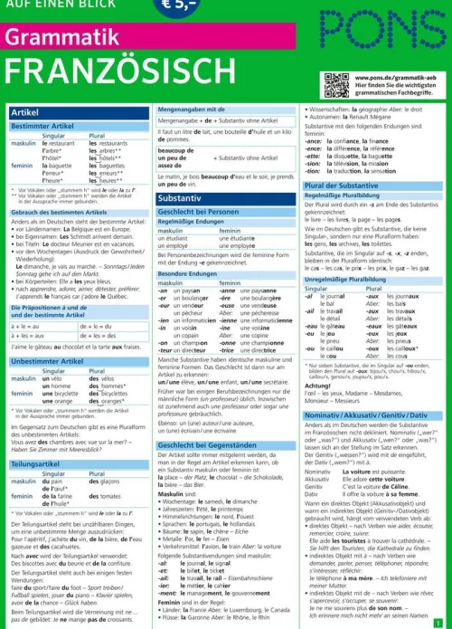 Pons Langenscheidt GmbH Lexika & Sprachen*PONS Grammatik auf einen Blick Französisch
