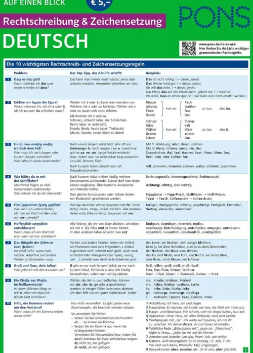 PONS Rechtschreibung & Zeichensetzung auf einen Blick Deutsch*Pons Langenscheidt GmbH New
