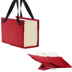 Barth & Bauer Lesen & Geschichten*SKIN Einband LEXSKIN Gr. XL (Habersack) rubin-rot / gefertigt aus Nylon und Leder / tragbare Buchhüllen-Tasche mit integrierter und ausklappbarer Buchstütze