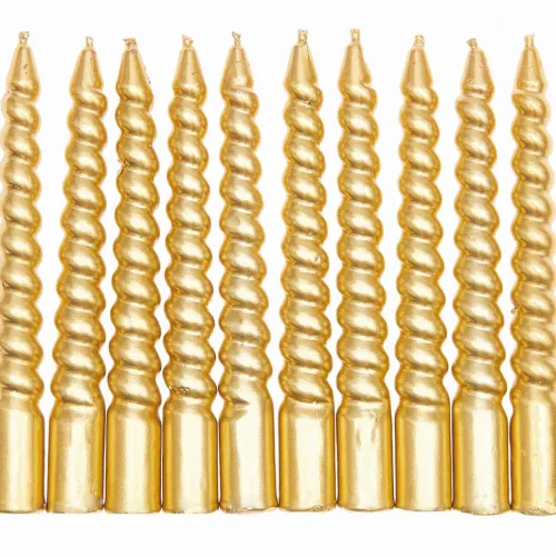 Rico Design GmbH & Co.KG Dekoration & Einrichtung-Spiralkerzen, Gold, 10 Stk, Ø 1,2 cm x 10 cm hoch