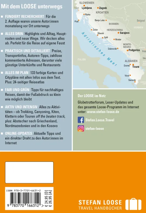 Dumont Reise Vlg GmbH + C Camping-Stefan Loose Reiseführer Balkan, Die Adria-Route. Slowenien, Kroatien, Bosnien und Herzegowina, Montenegro, Albanien