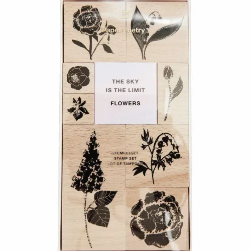 Rico Design GmbH & Co.KG Stempel & -Kissen-Stempelset Blumen FSC 100%, 9 Stempel