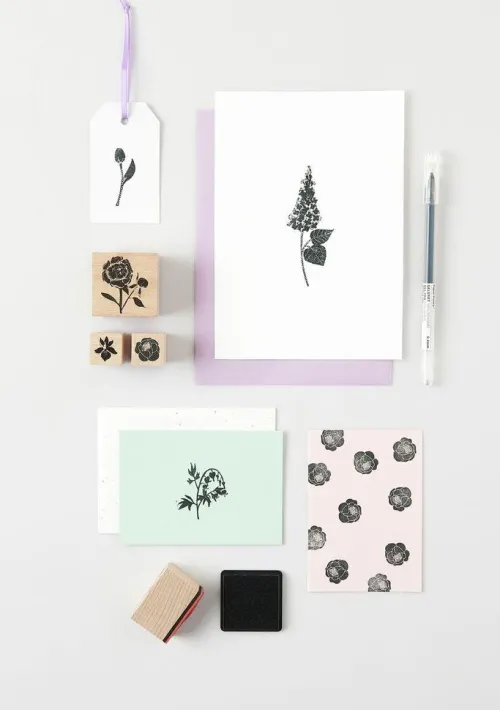 Rico Design GmbH & Co.KG Stempel & -Kissen-Stempelset Blumen FSC 100%, 9 Stempel