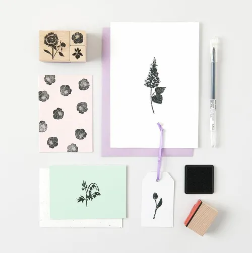Rico Design GmbH & Co.KG Stempel & -Kissen-Stempelset Blumen FSC 100%, 9 Stempel