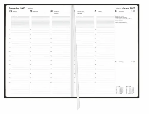 Heye Wochenkalender|Terminkalender-Terminer A6, Struktur schwarz 2026