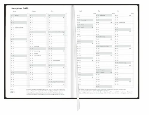 Heye Wochenkalender|Terminkalender-Terminer A6, Struktur schwarz 2026