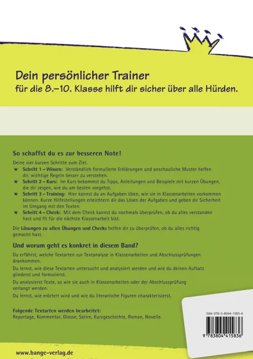 Texte analysieren und verfassen - Klasse 8-10 - Deutsch*Klett Lerntraining Best