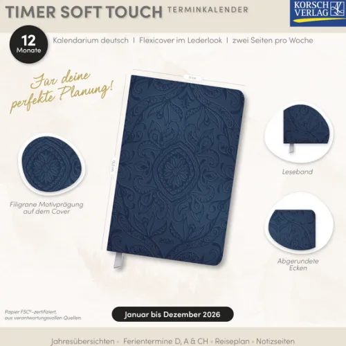 Timer Soft Touch nachtblau 2026*Korsch New