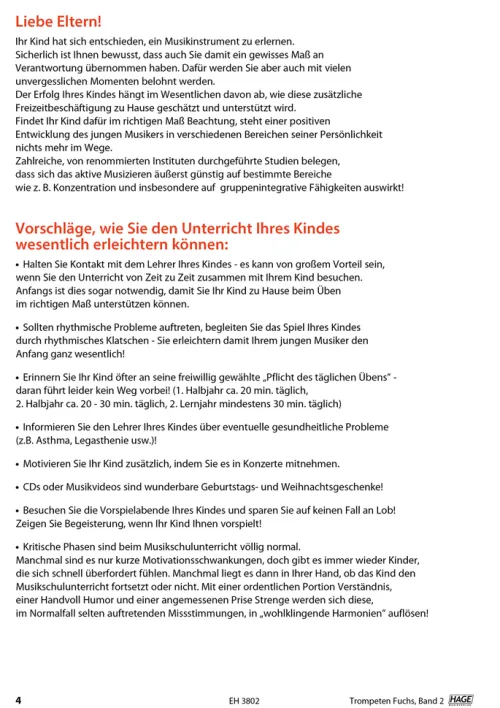 Hage Musikverlag Musikwissenschaft-Trompeten Fuchs Band 2