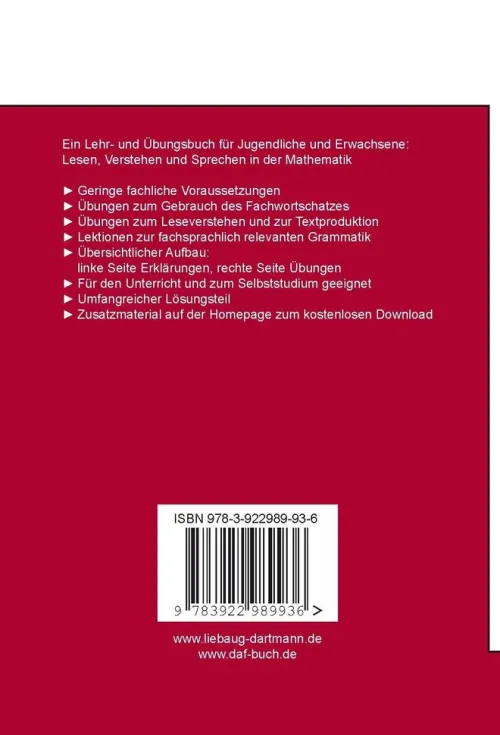 Liebaug-Dartmann, Verlag Mathematik-Wie spricht man in der Mathematik? Band 2